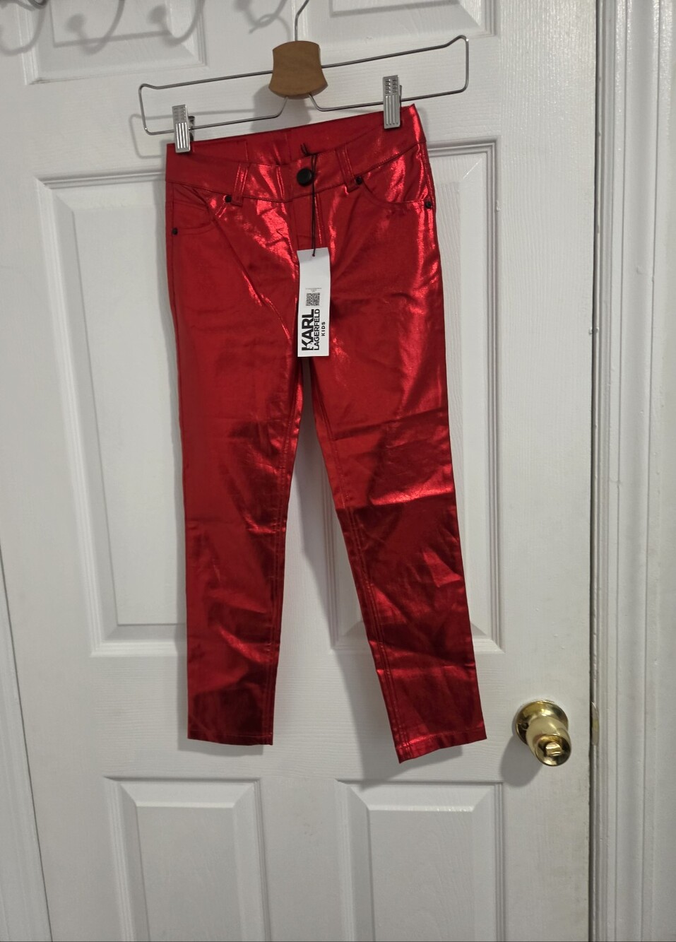 KARL LAGERFELD Kids Metallic Red Skinny Pants